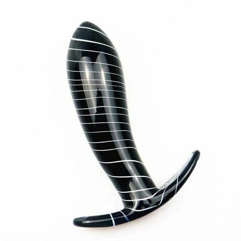 Glass Black Multi Coloured Butt Plug Anal Play Fetish