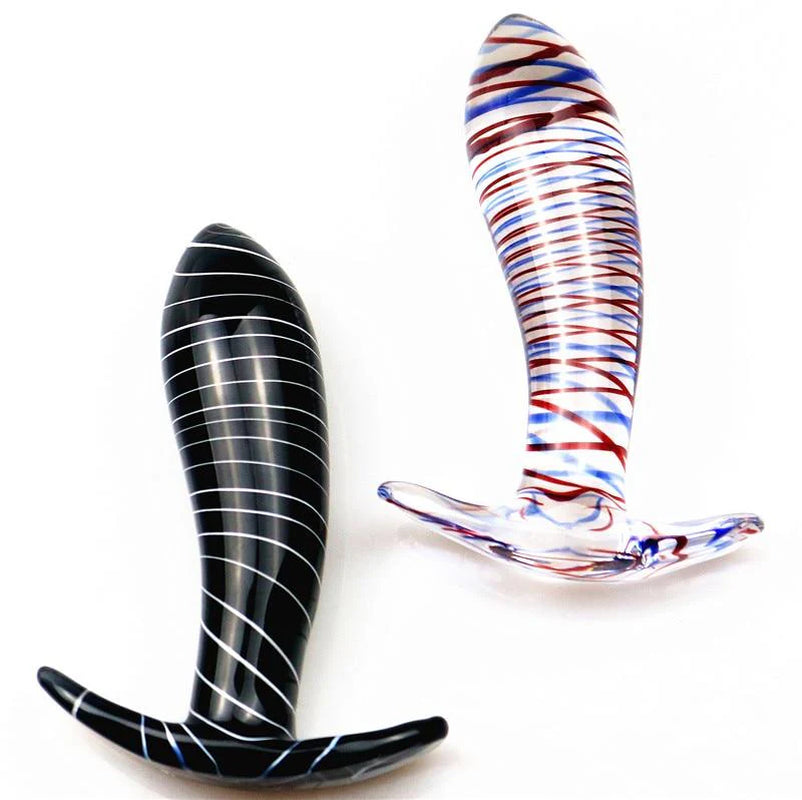 Glass Black Multi Coloured Butt Plug Anal Play Fetish