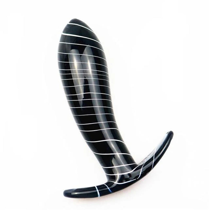 Glass Black Multi Coloured Butt Plug Anal Play Fetish